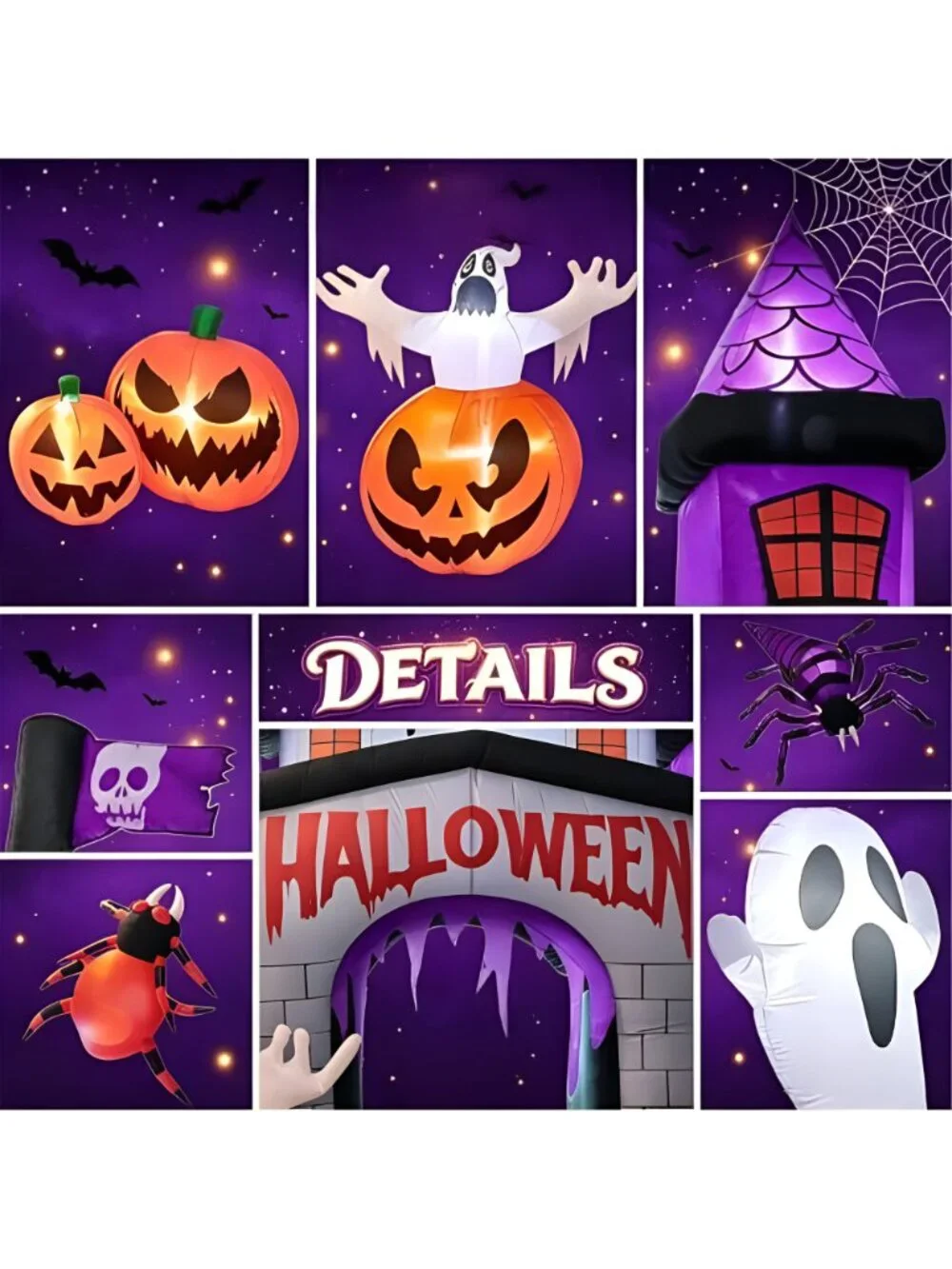 12FT Halloween Inflatable Arch with Ghost Pumpkin Outdoor Yard Decor